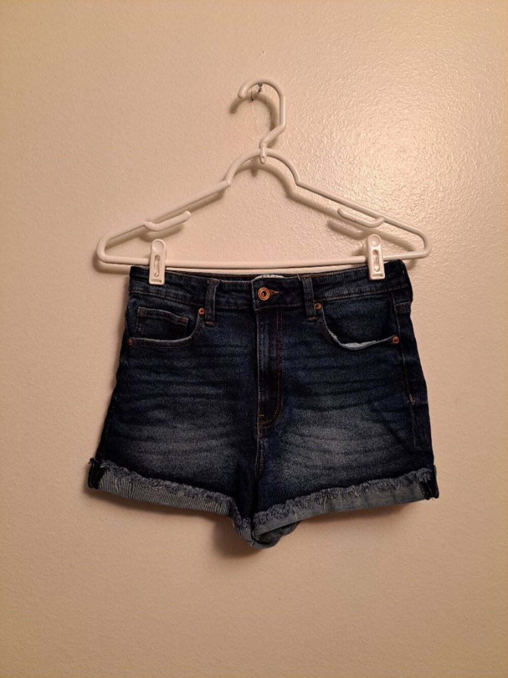 Celebrity Pink The Deb Distressed High-Rise Flip Fray Cuff Shorts. - Picture 2 of 8